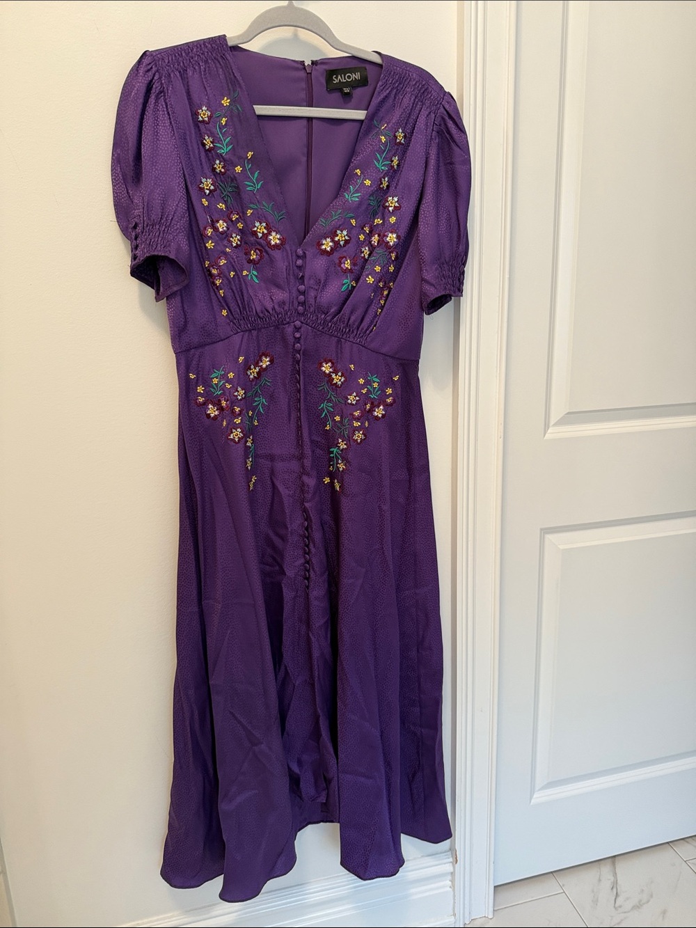 Silk Puple Saloni midi dress